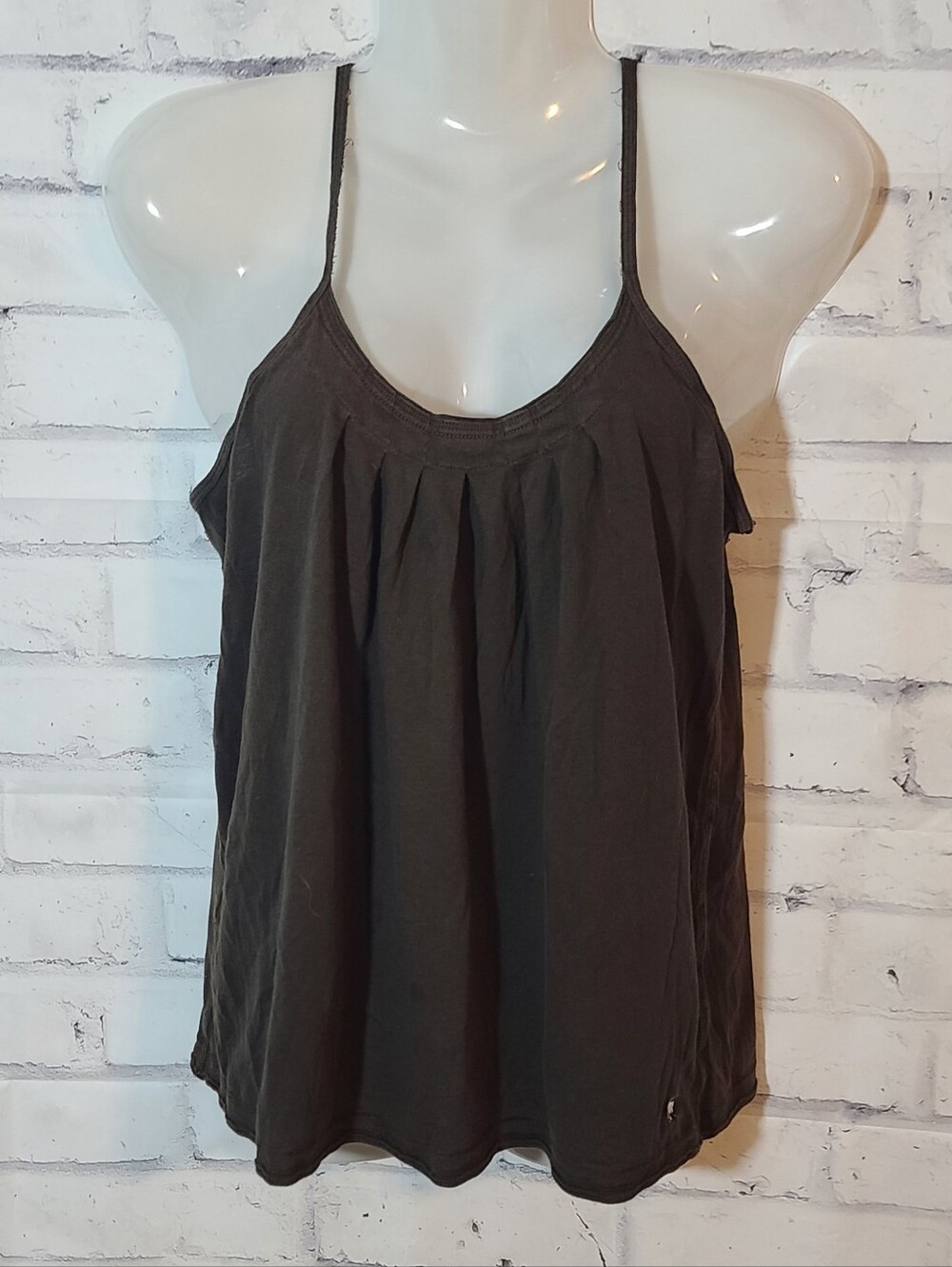 Abercrombie & Fitch Brown Pleated Loose Fit Racerback Scoop Tank Top M